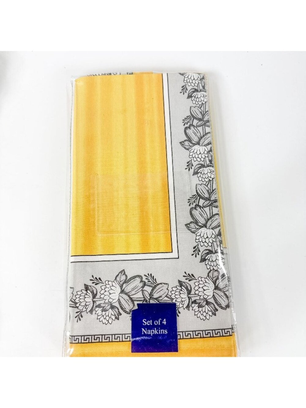 Villeroy & Boch Audun Cotton Napkins Set Of 2 Floral & Yellow 21x21 New